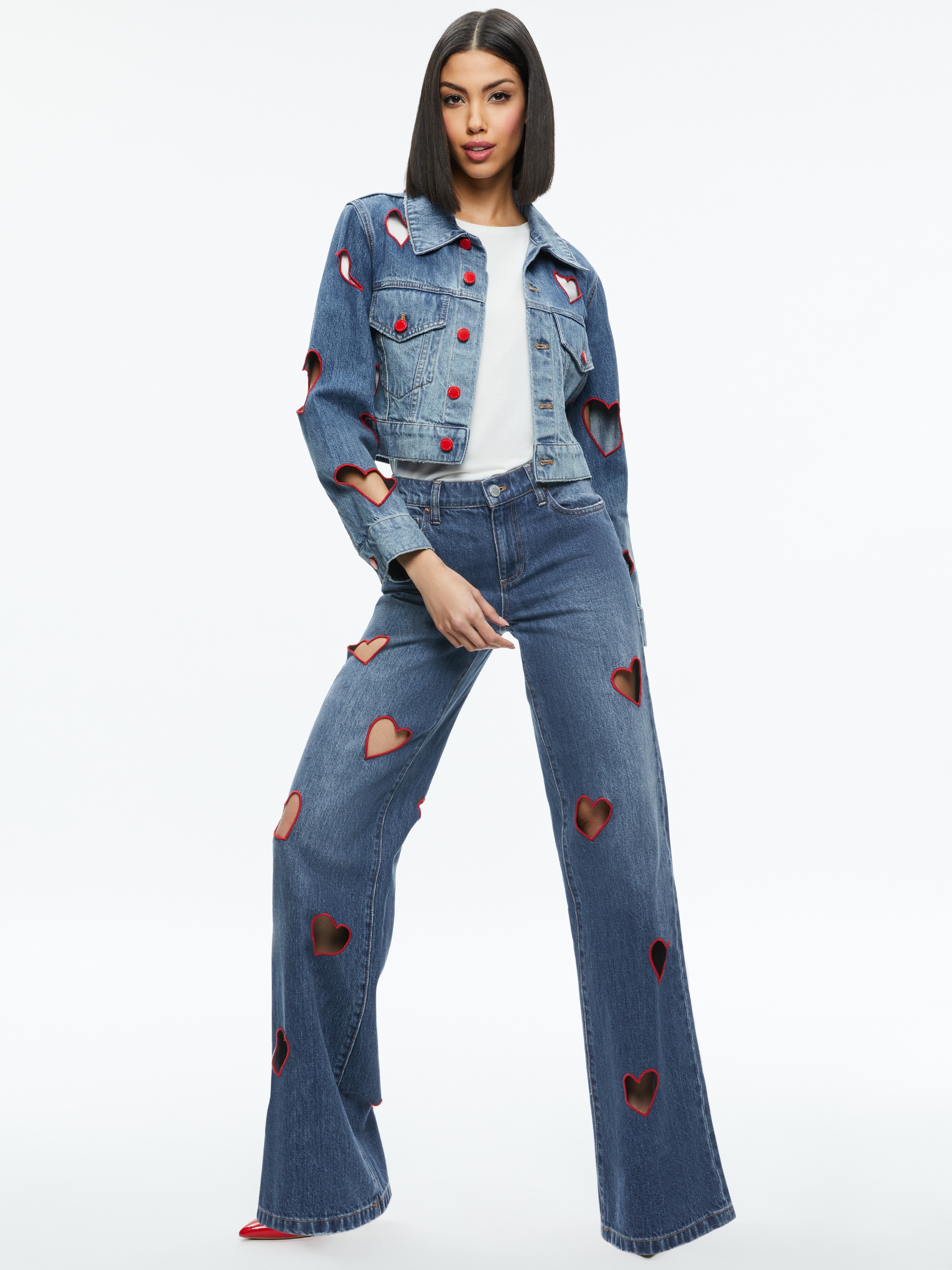 JEFF HEART EMBROIDERED CROPPED DENIM JACKET - 6