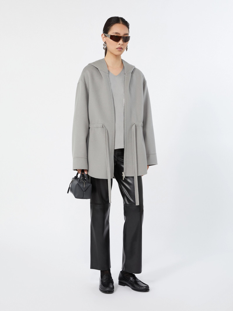 'S Max Mara MONIA Short wool coat with hood - PEARL GREY outlook