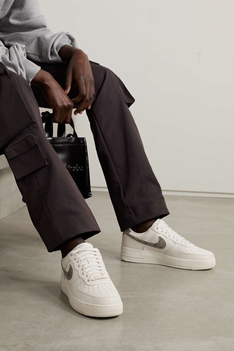 Nike Air Force 1 '07 snake effect-trimmed leather sneakers outlook