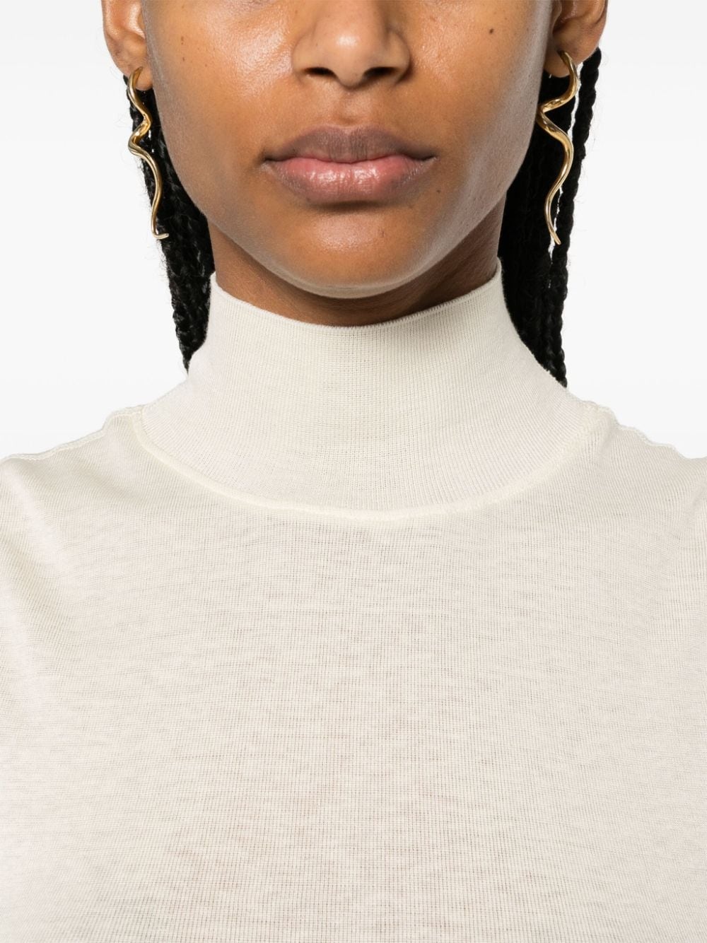 mock-neck sleeveless knitted top - 5