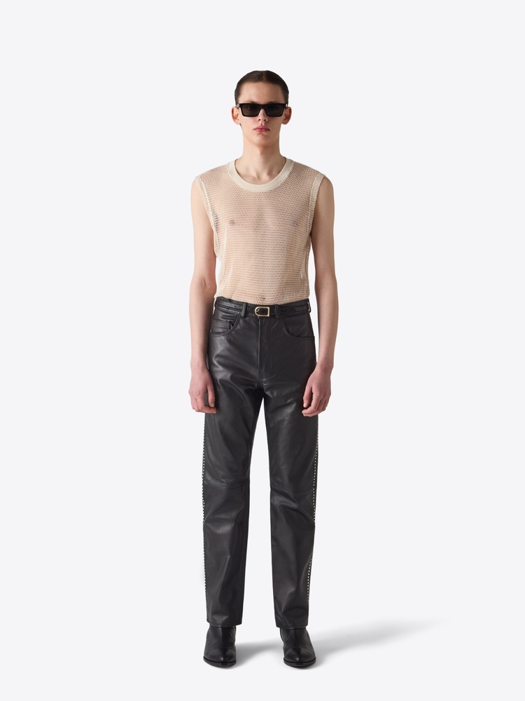 LEATHER PANT 55 STUDDED BLACK - 2