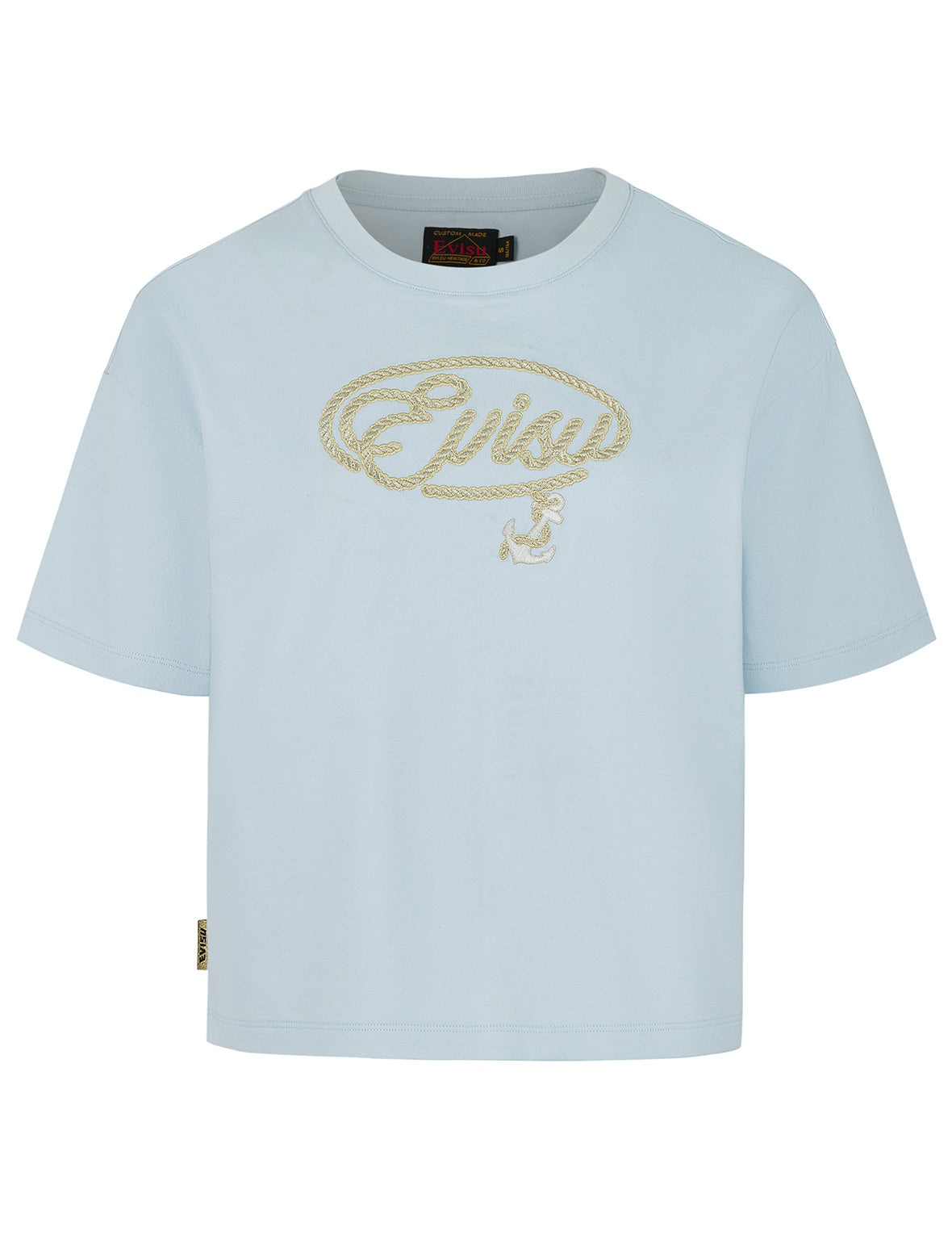 Rope Twist Logo and Anchor Embroidery Cropped T-Shirt - 9