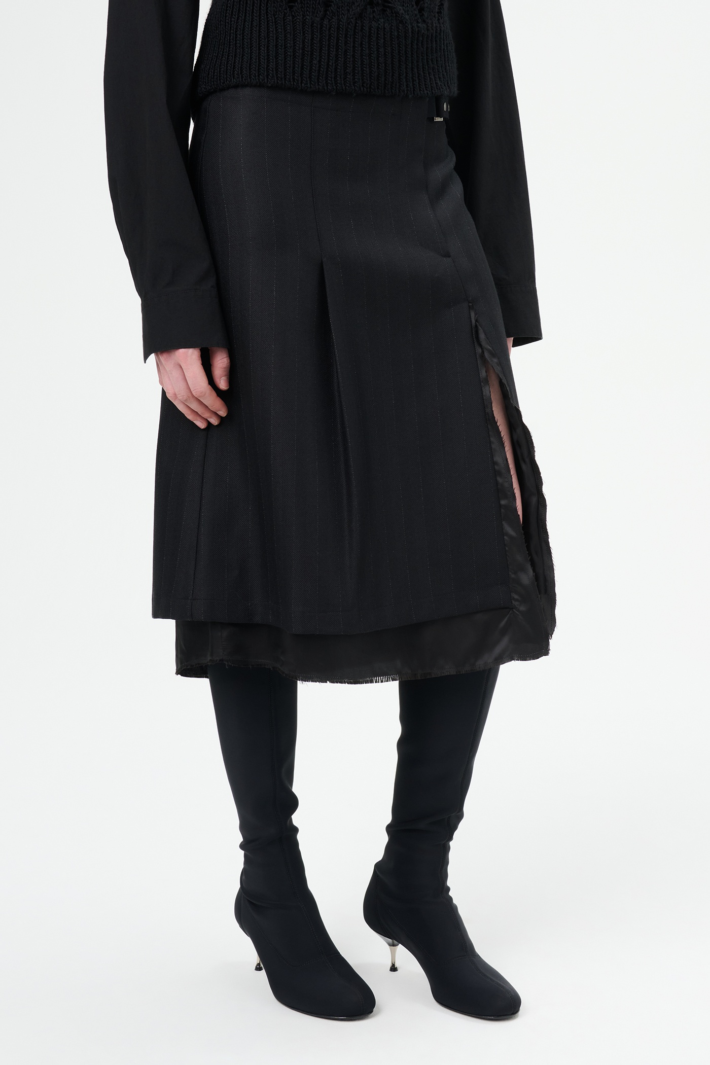 Clasp Skirt Maitre D Black Wool - 3