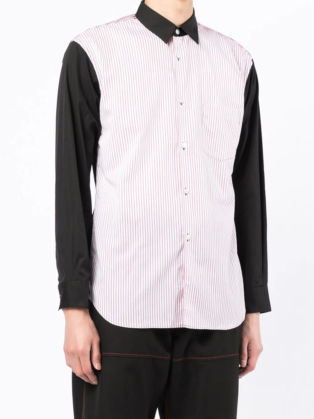 stripe-panelled long-sleeve shirt - 3