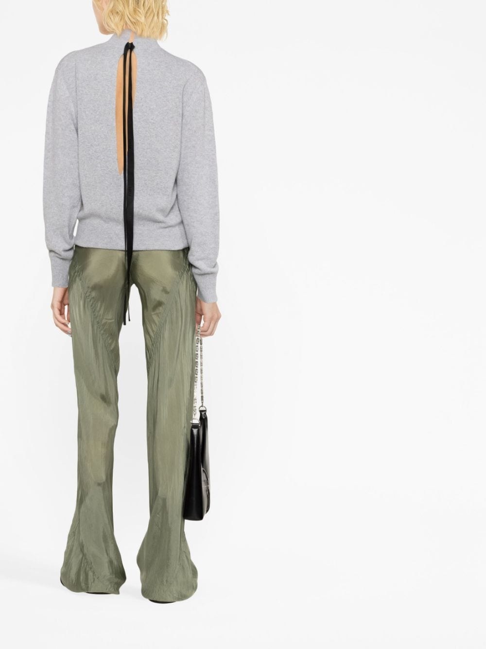 tied-back knitted pullover - 2