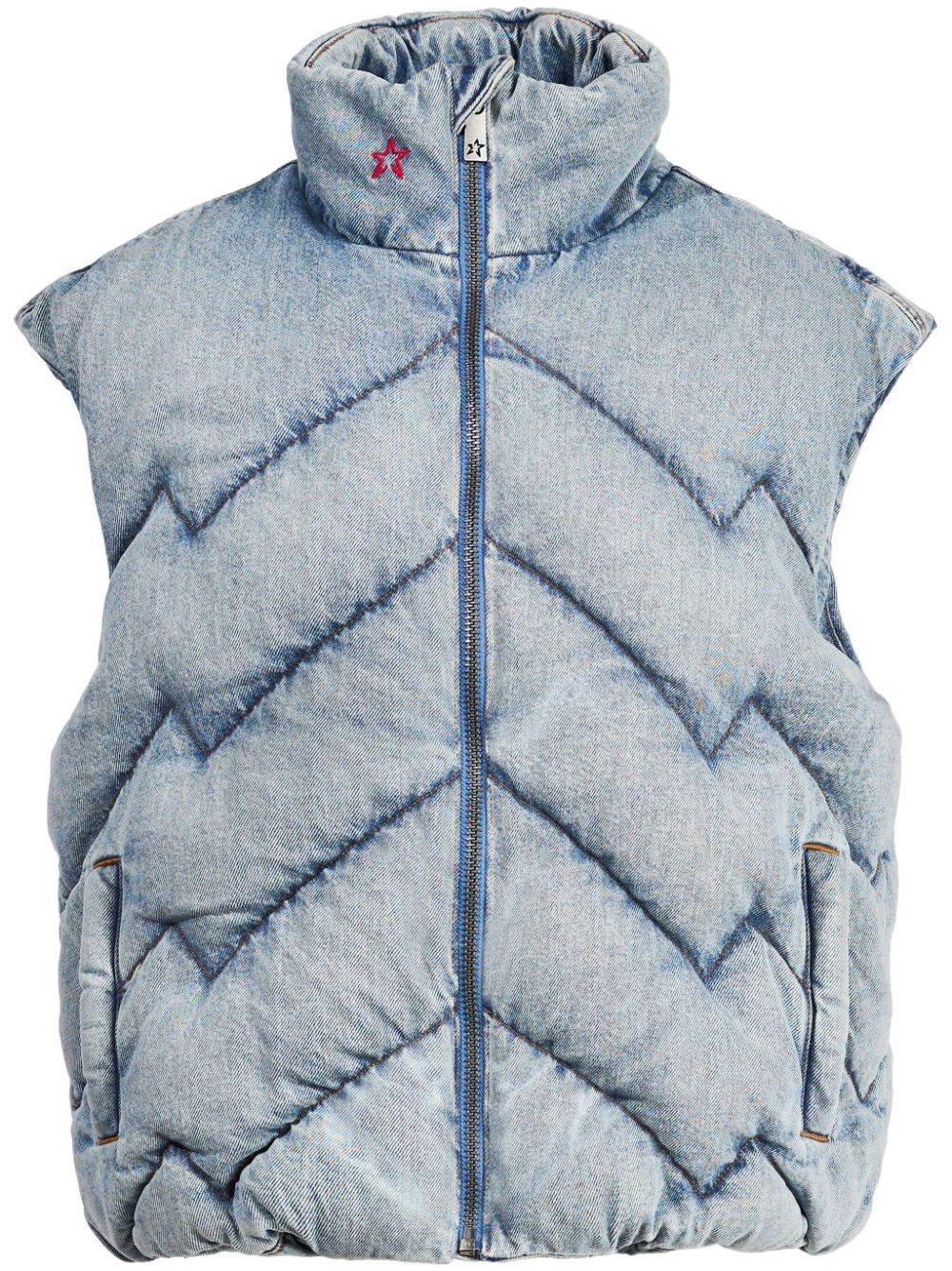 denim puffer gilet - 1