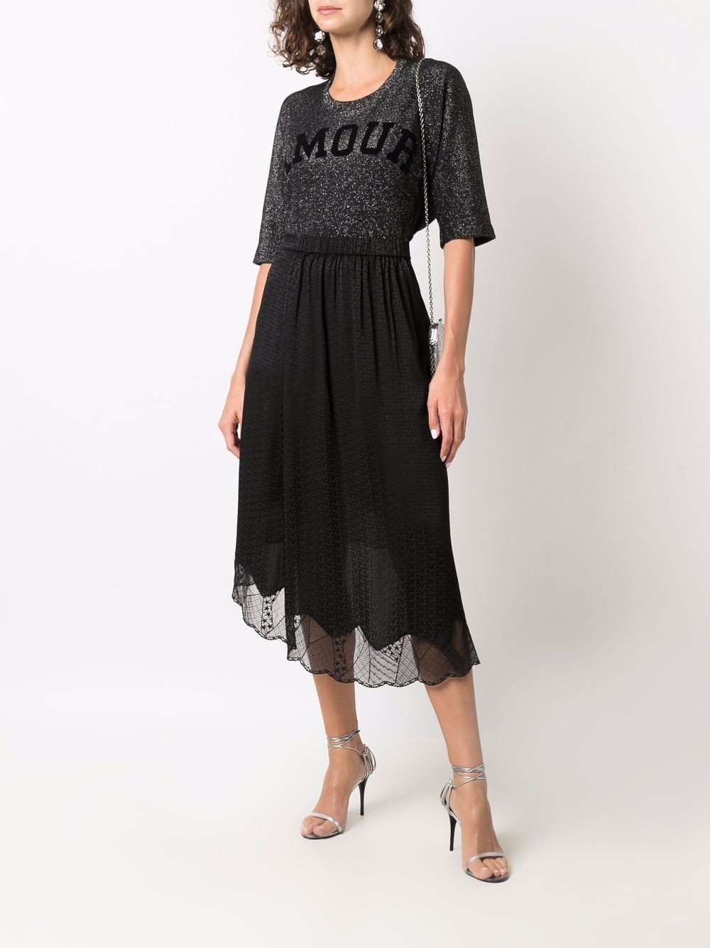 sheer-panelling slip-on asymmetric skirt - 3