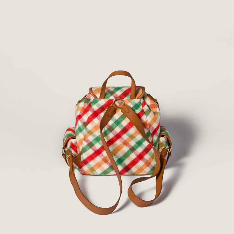 Plaid and leather backpack 3
