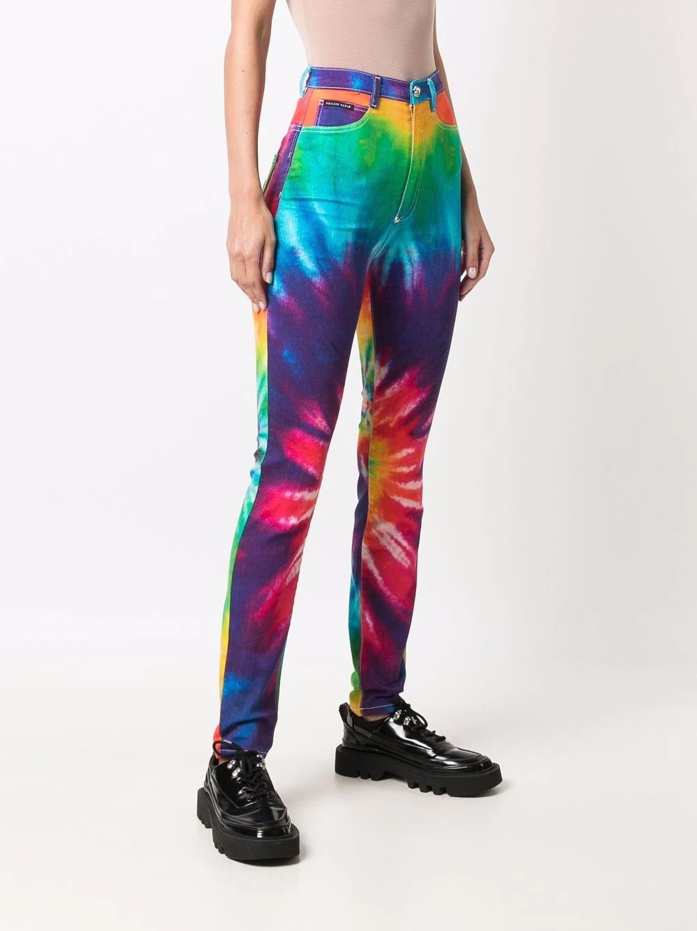 tie dye print skinny jeans - 3