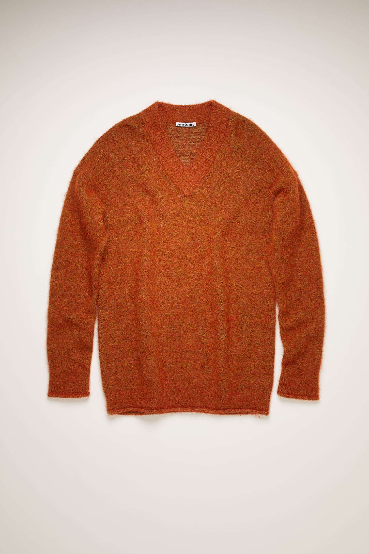 Oversized v-neck sweater pumpkin orange - 1