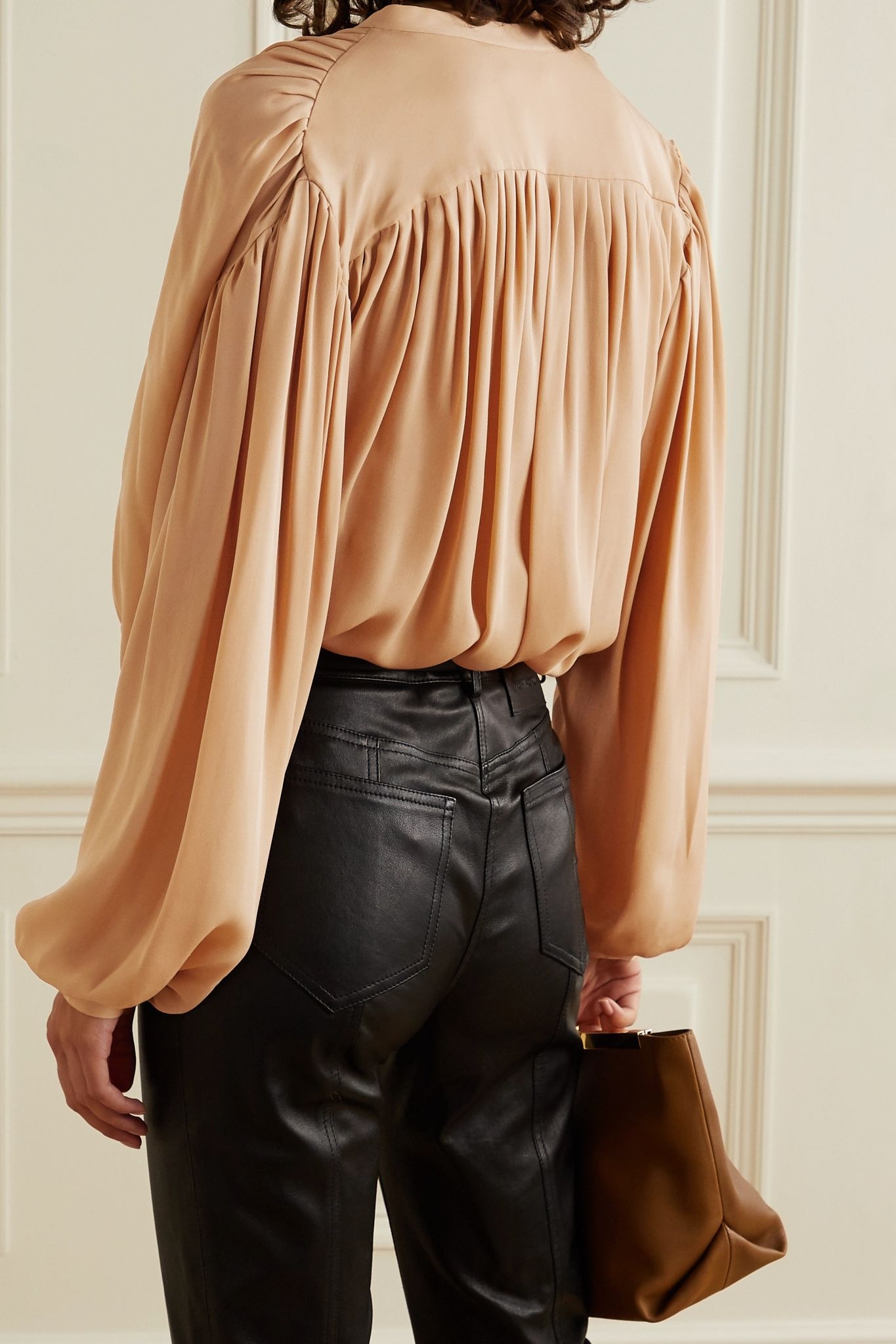 Denny gathered silk-crepe shirt - 3