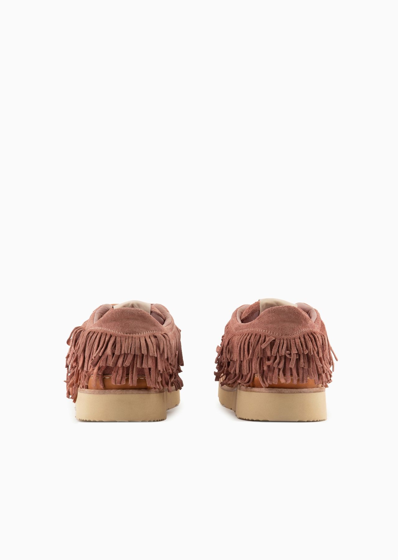 Emporio Armani Sustainability Values Capsule Collection sneakers with all-over buffalo-suede fringe - 4