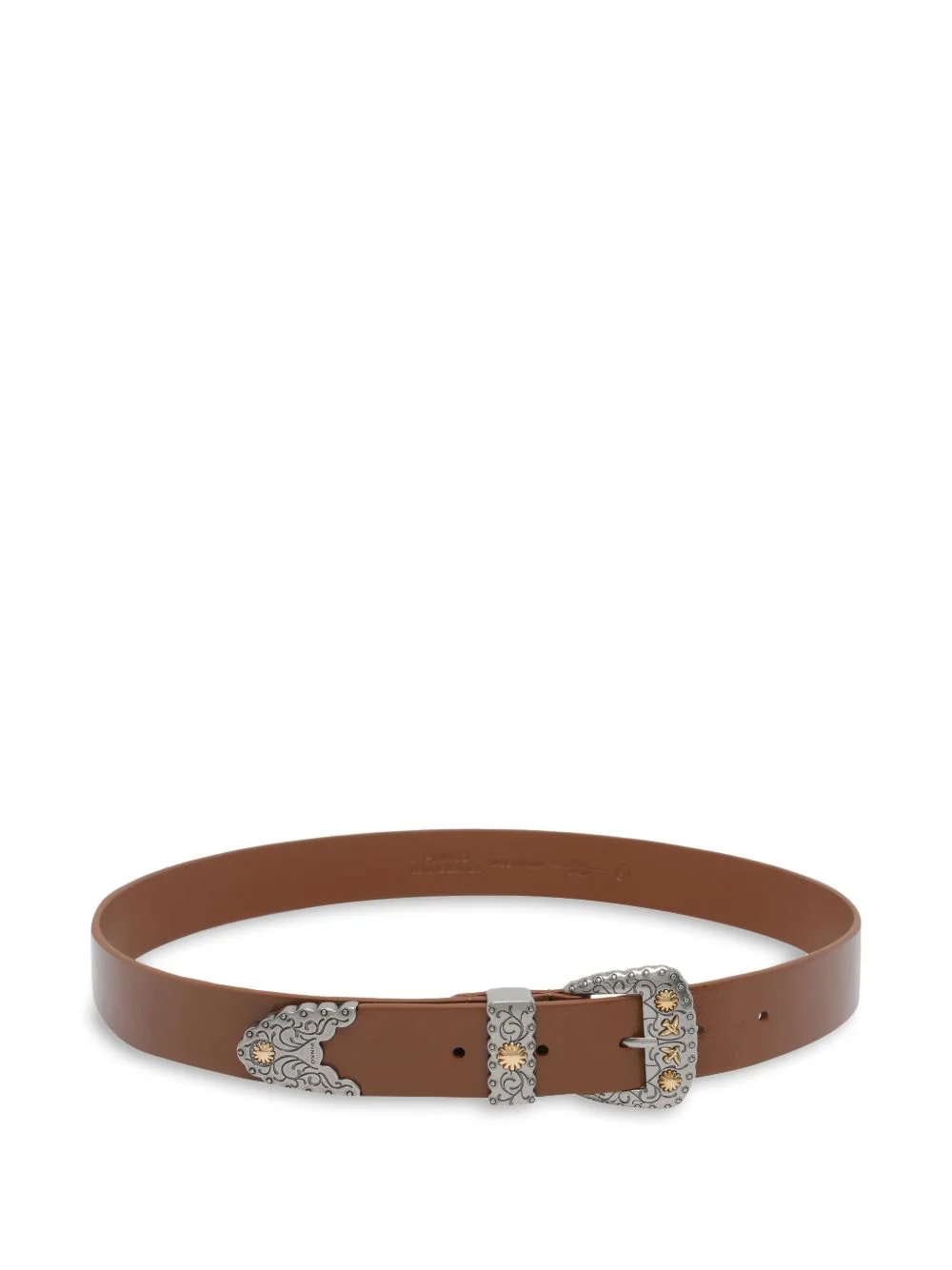 metallic-buckle leather belt - 1