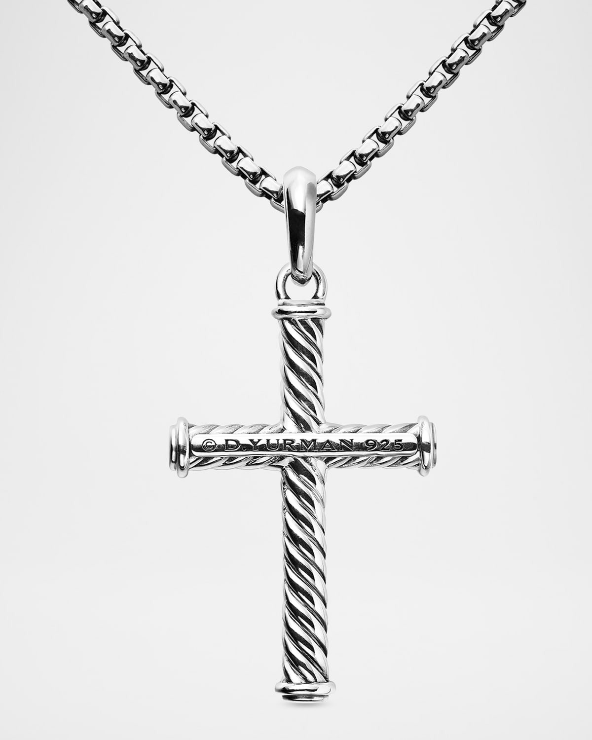 Men's Cable Cross Pendant in Silver, 35mm - 3