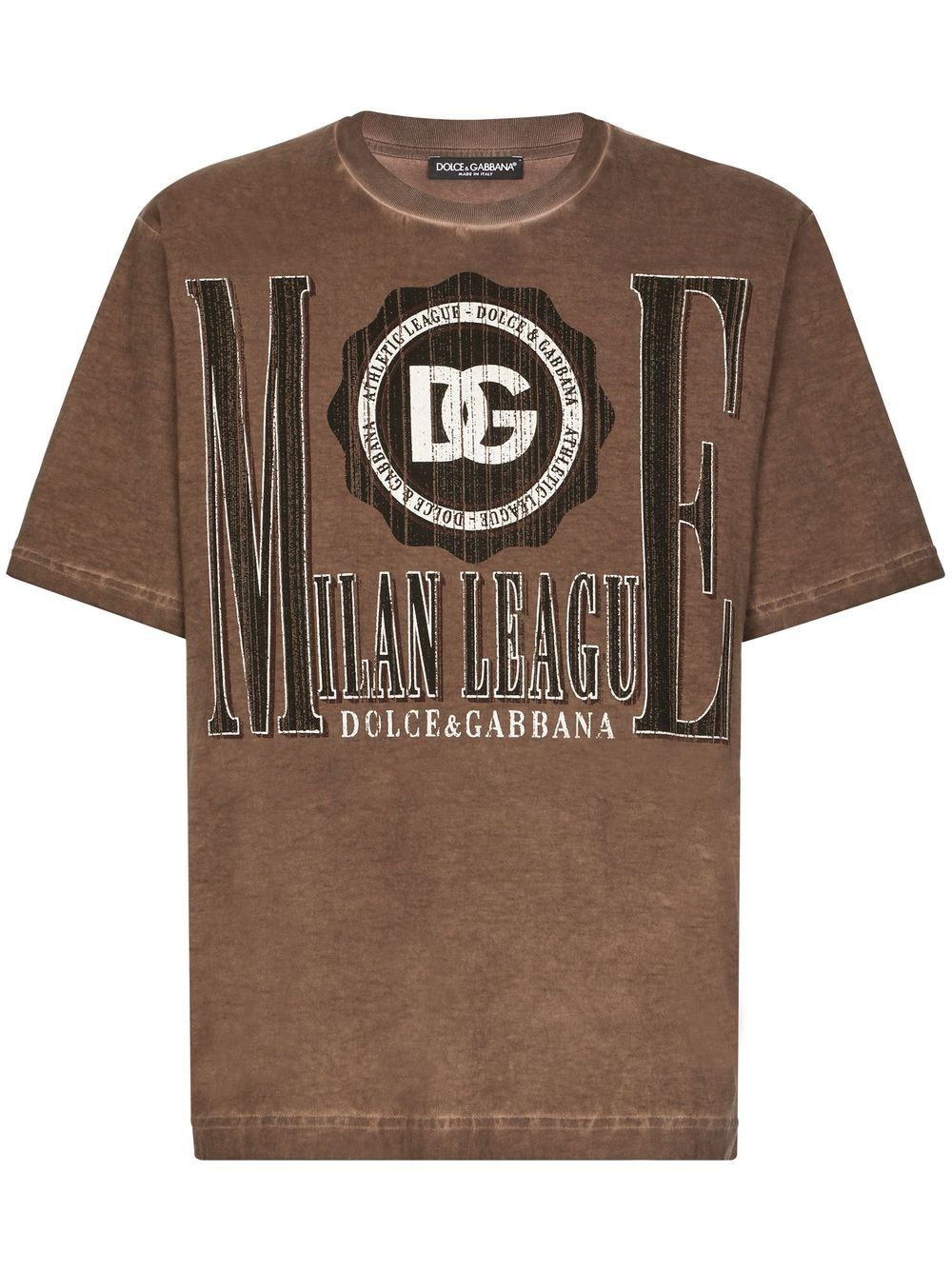 logo-print washed-finish T-shirt - 1