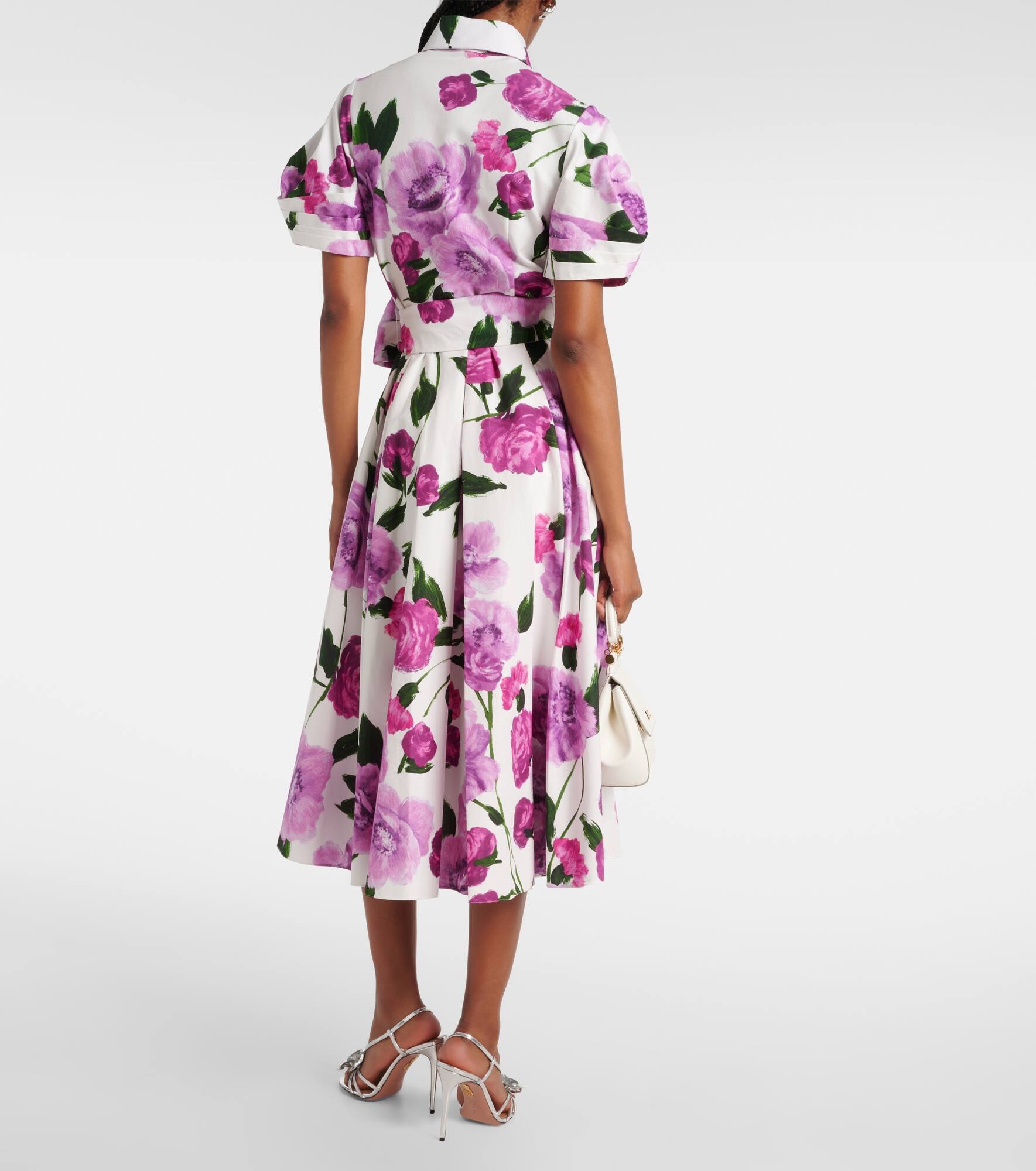 Floral cotton midi shirt dress - 3