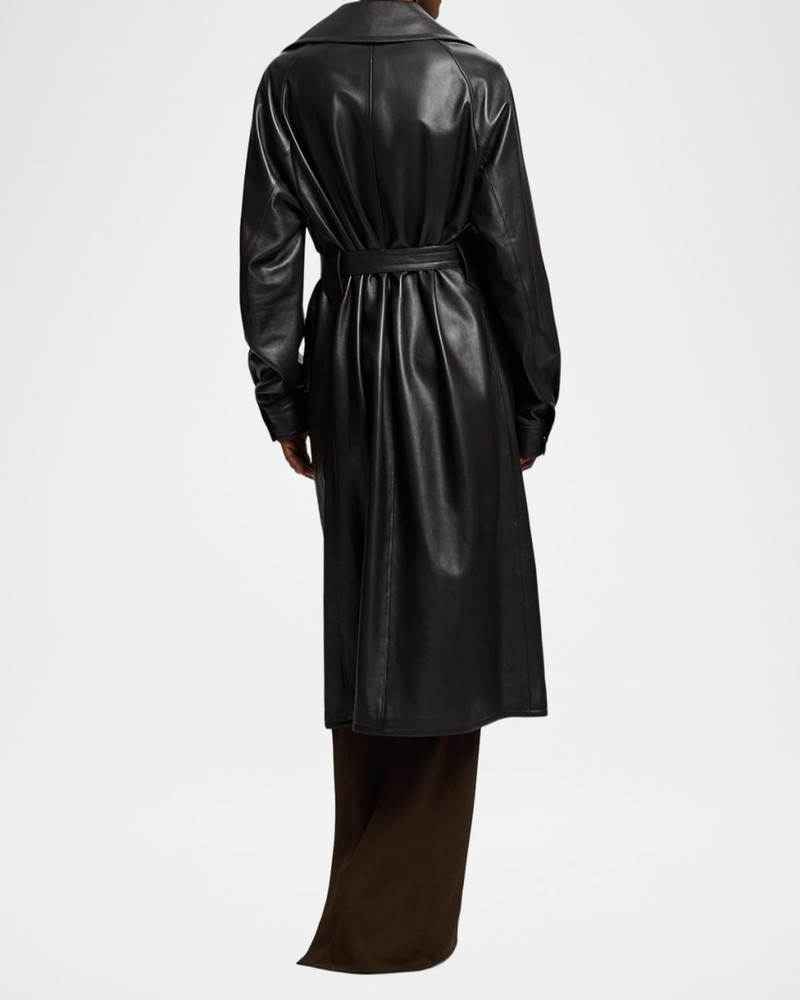 Soft Leather Belted Trench Jacket 3