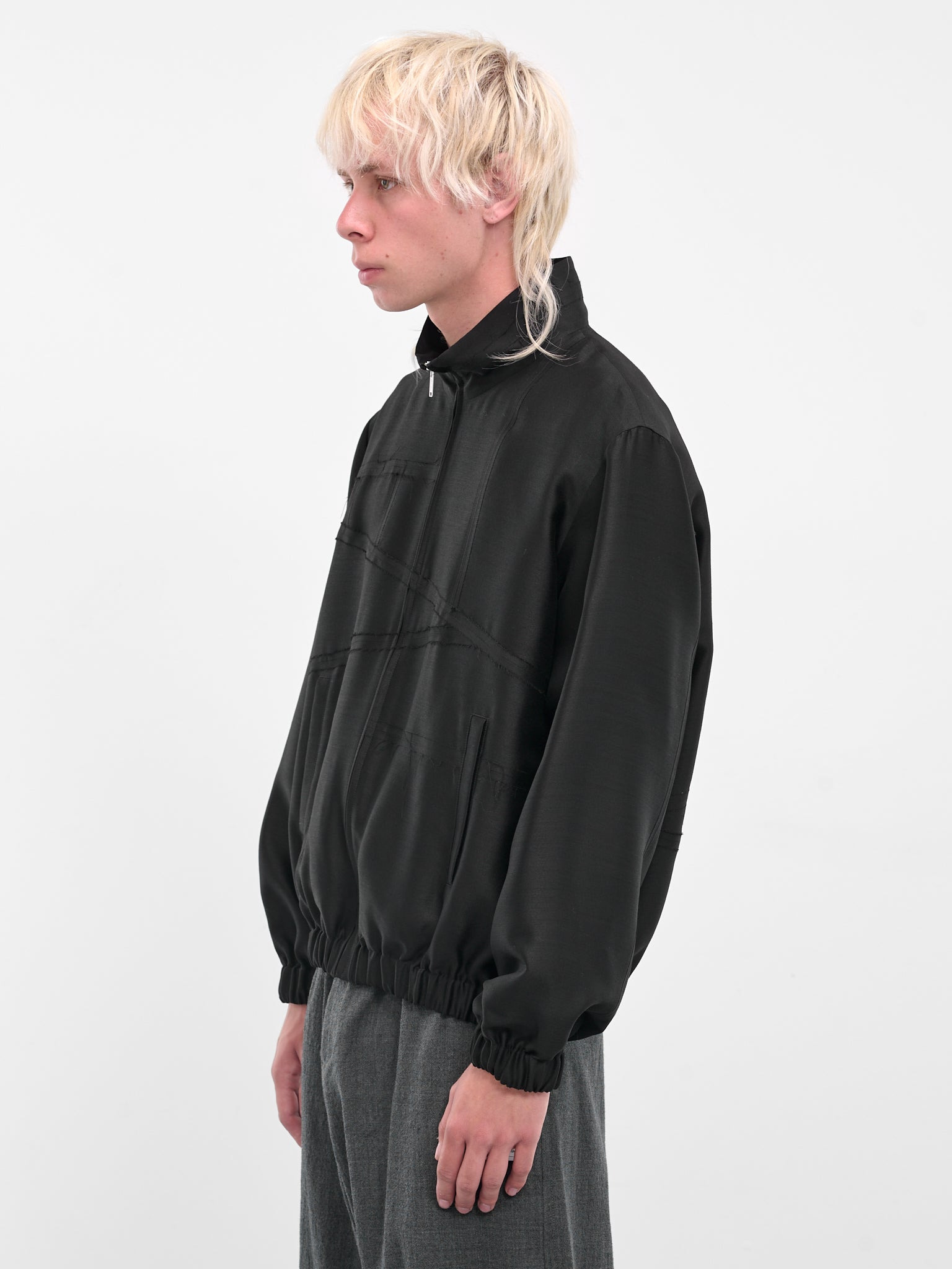 Black Deconstructed Zip Bomber Blouson - 2