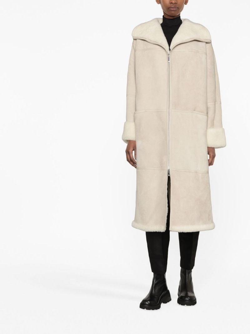 shearling midi coat - 2