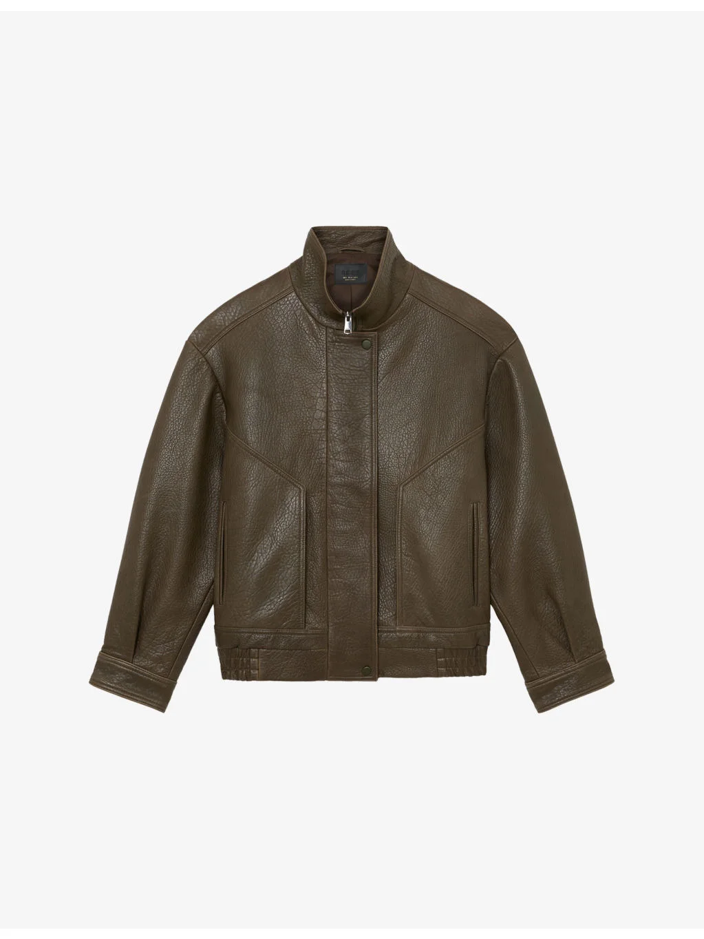 Cara Funnel-Neck Suede Bomber Jacket - 1