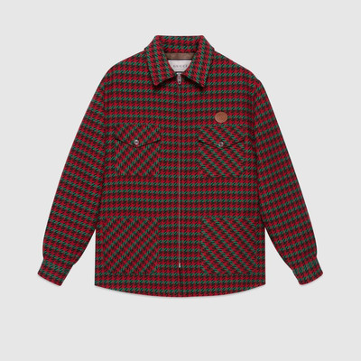 GUCCI Prince of Wales zip-up wool shirt outlook