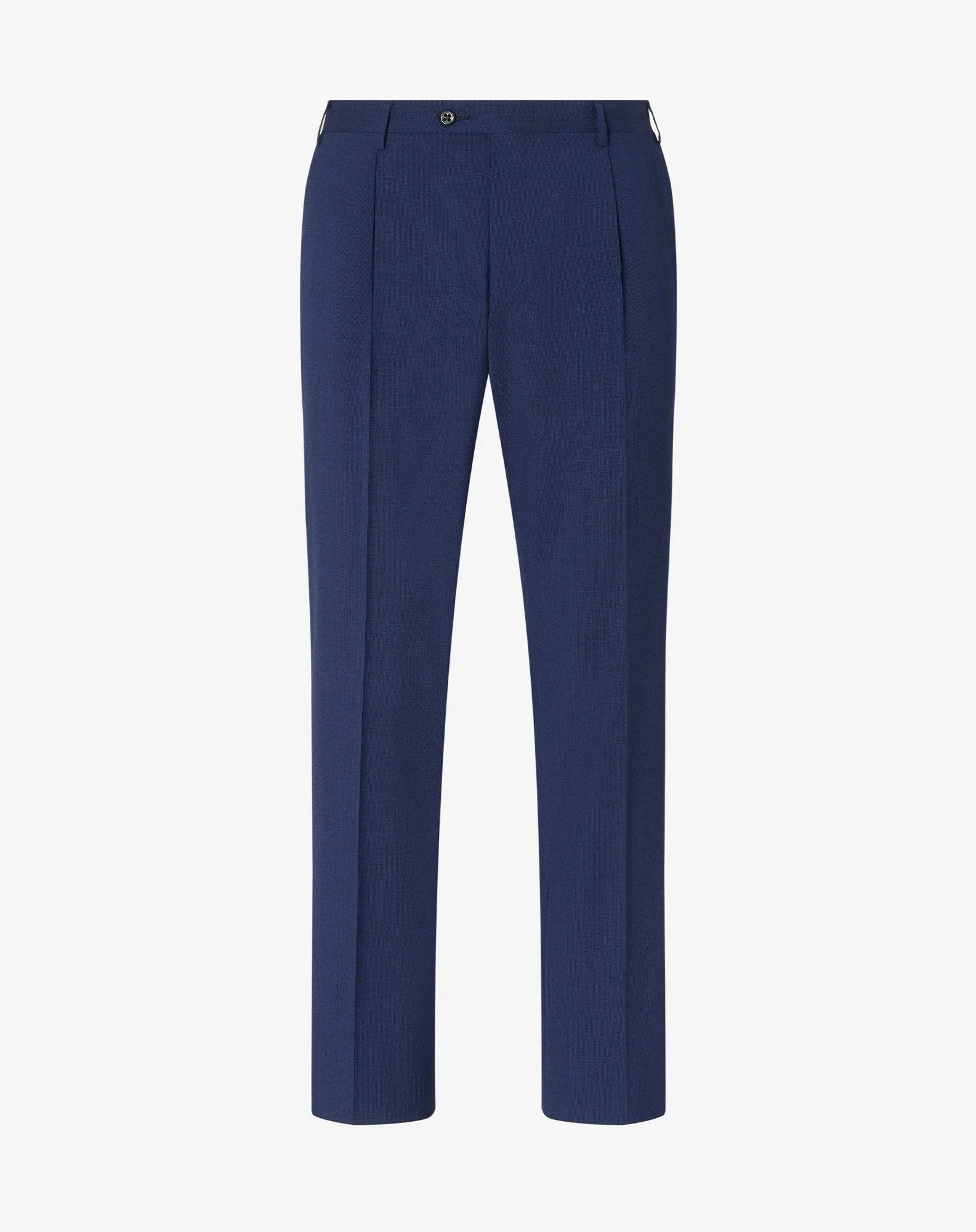 Navy blue wool single-dart trousers - 1