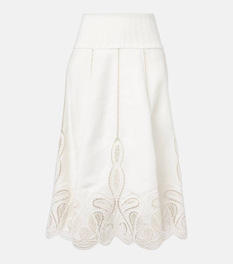 Kaius lace-trimmed line-blend 미디 스커트 - 1