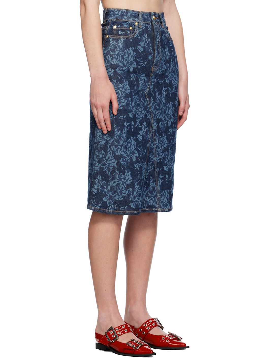 Blue Lazer Denim Midi Skirt - 2