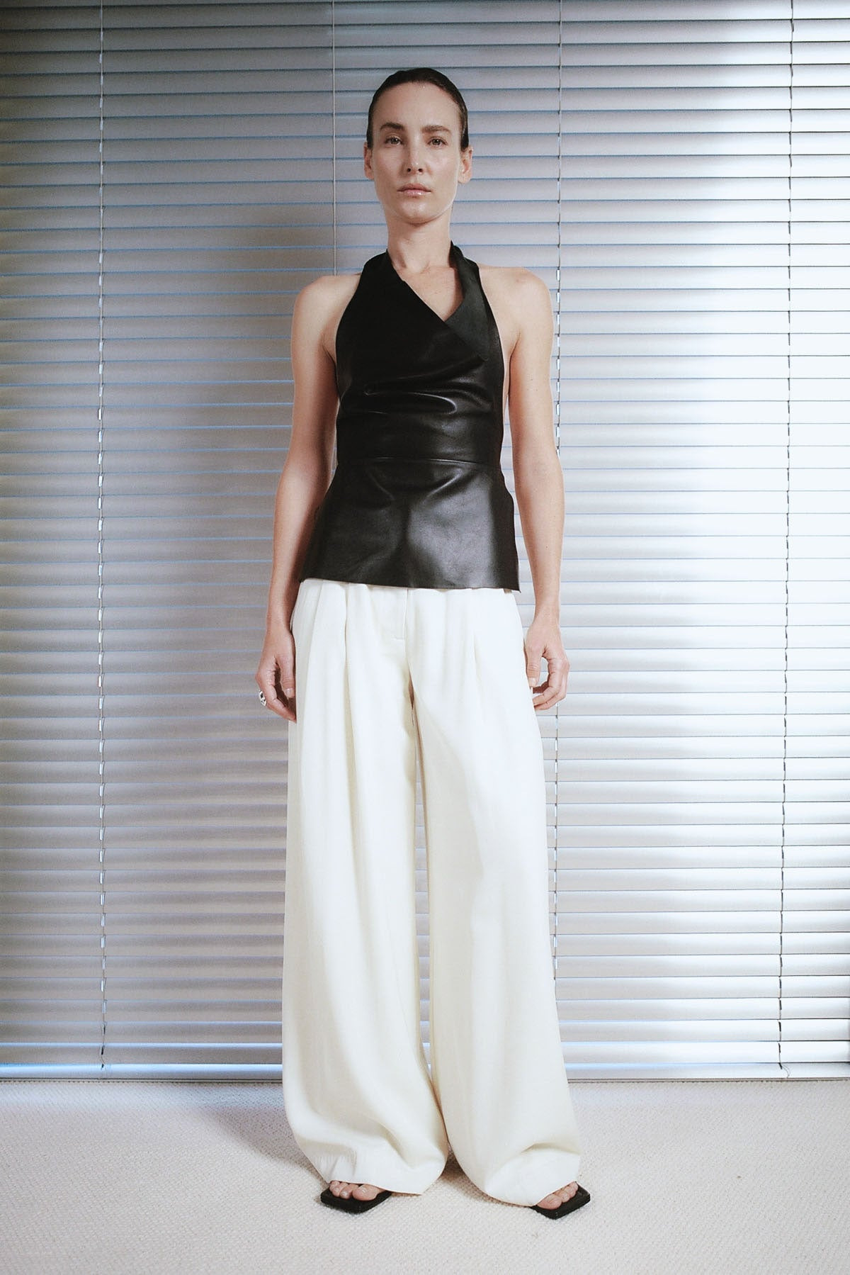 Leather Tie Top - Black - 10