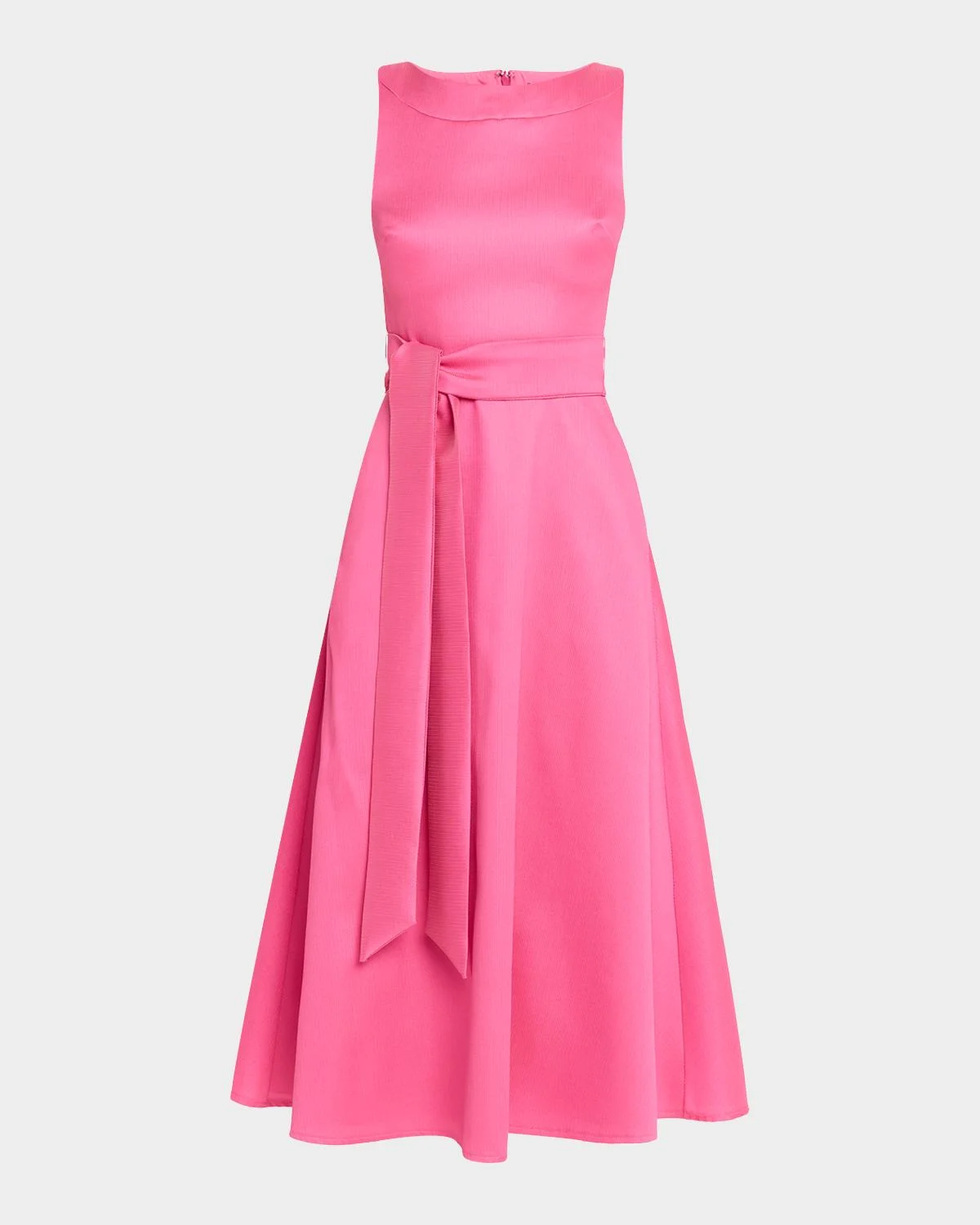 Sleeveless Bateau-Neck Gazar Midi Dress - 1