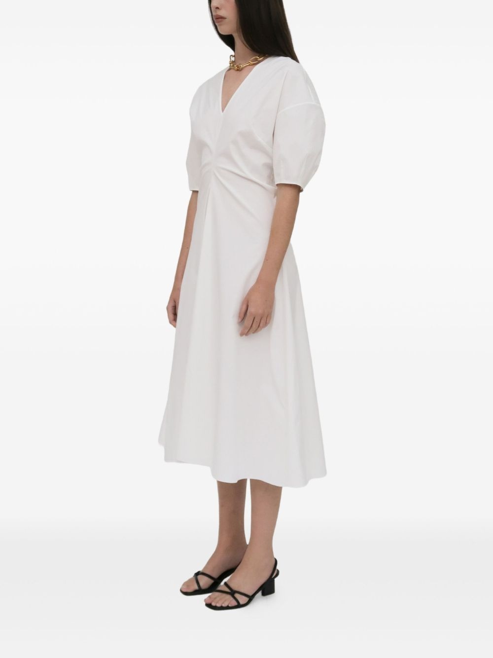puff-sleeved midi dress - 4