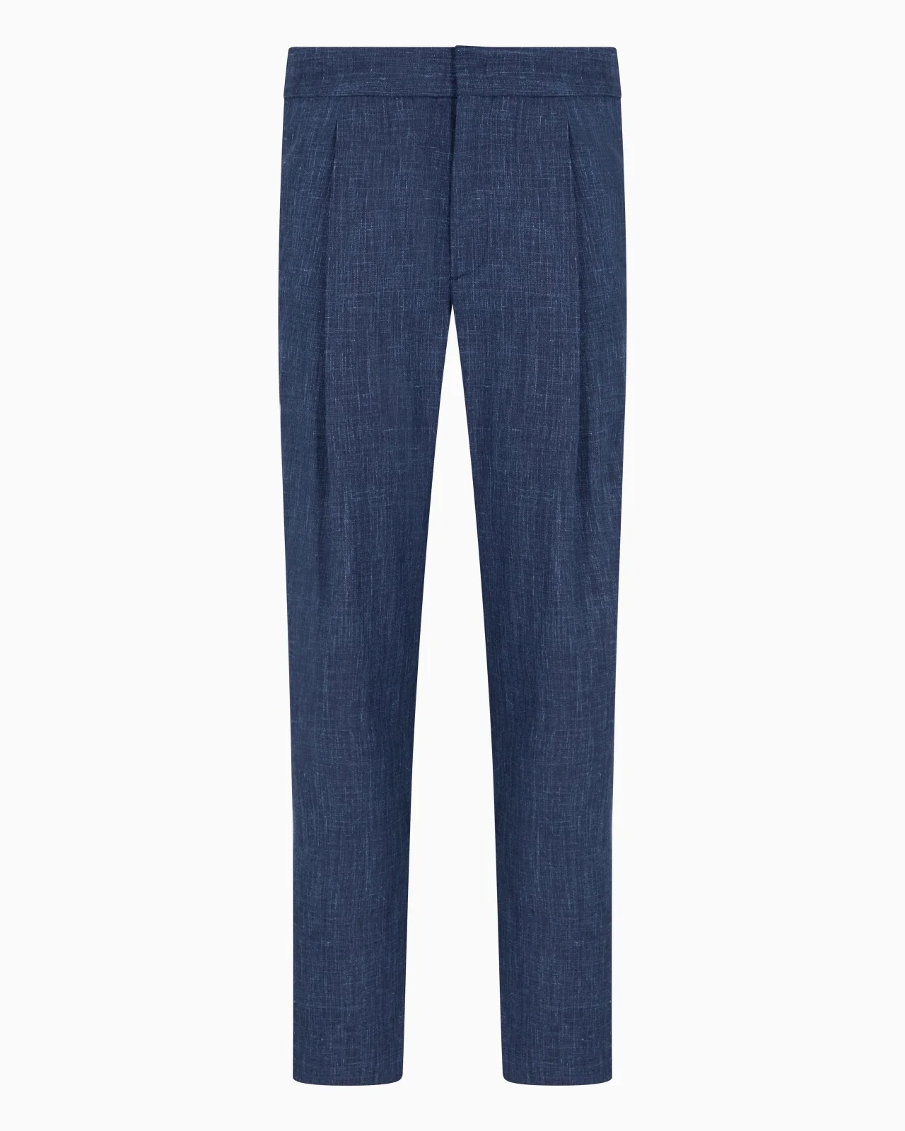 WOOL, SILK AND LINEN CANVAS SINGLE-PLEAT TROUSERS - 1