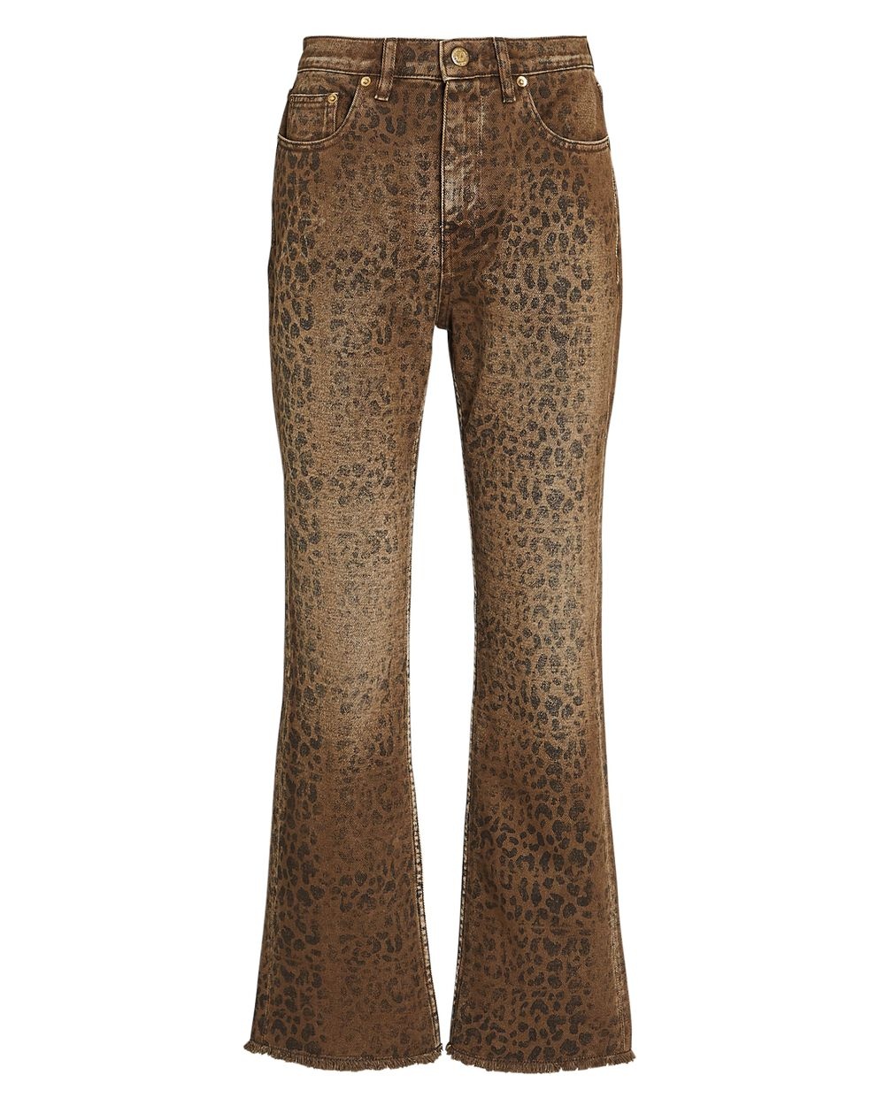 Leopard Cropped Flare Jeans - 1