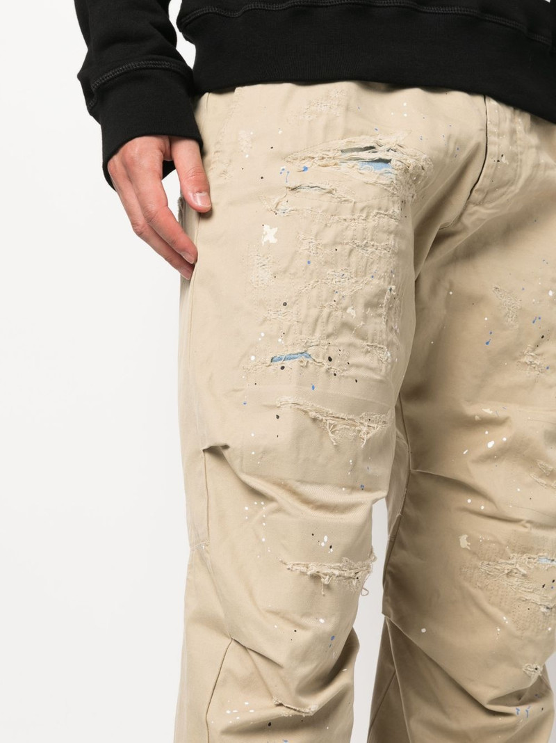 distressed-effect cotton cropped trousers 5