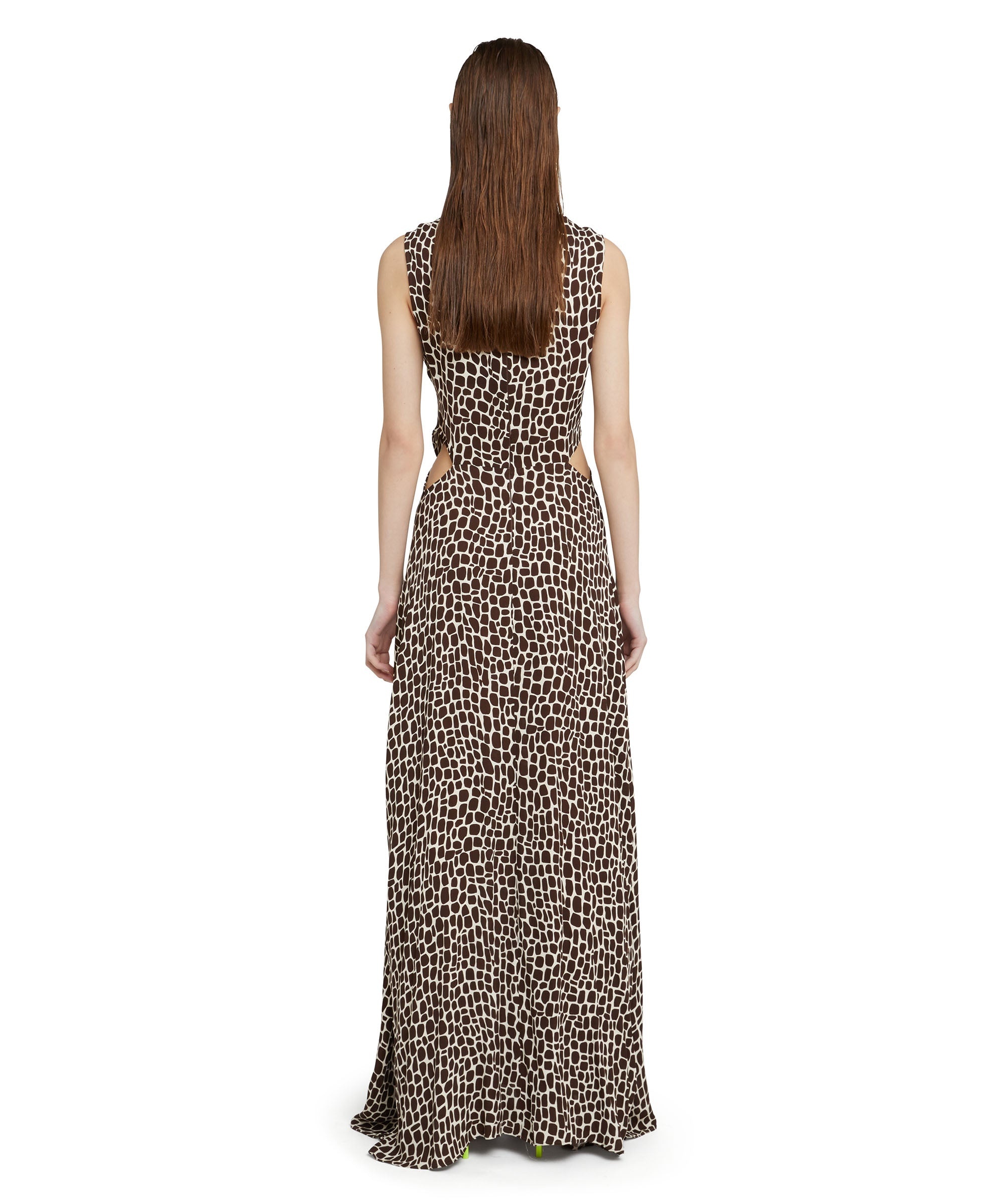Fluid viscose ong dress with "optical giraffe" print - 3