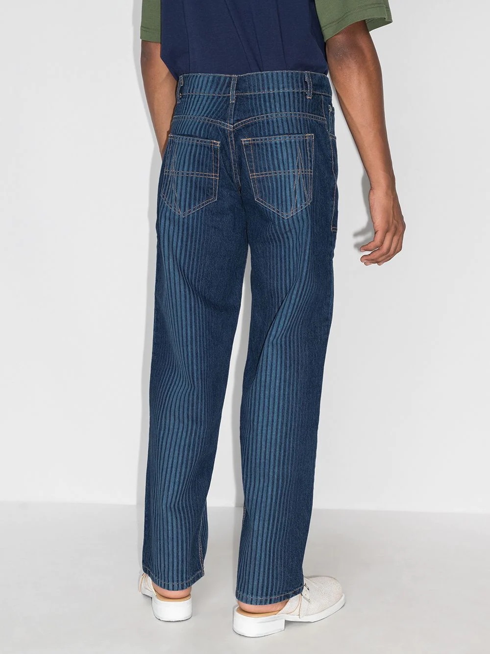 striped high-waisted jeans - 3