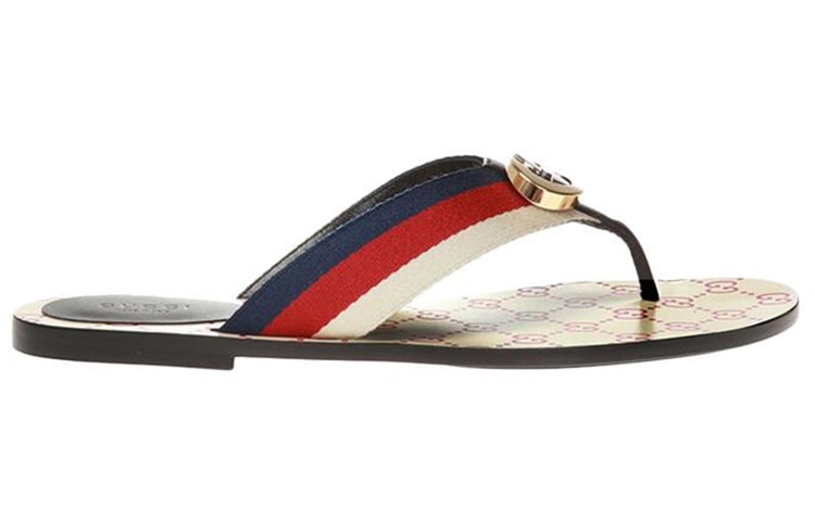 (WMNS) Gucci Logo Flip-Flops Brown 612138-H9020-9120 - 2