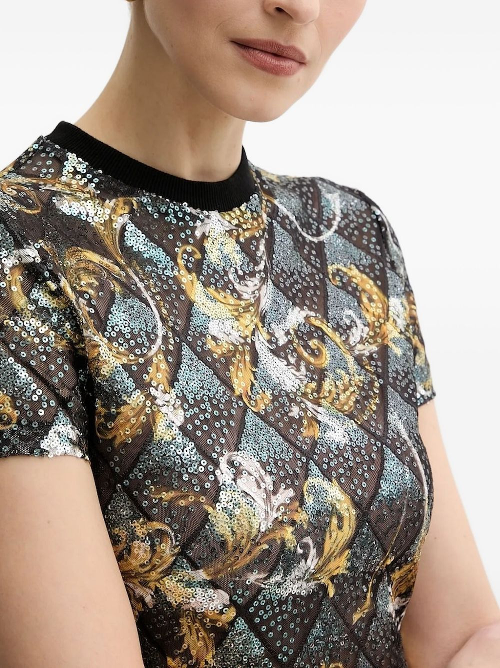 sequin-embellished baroque top - 3