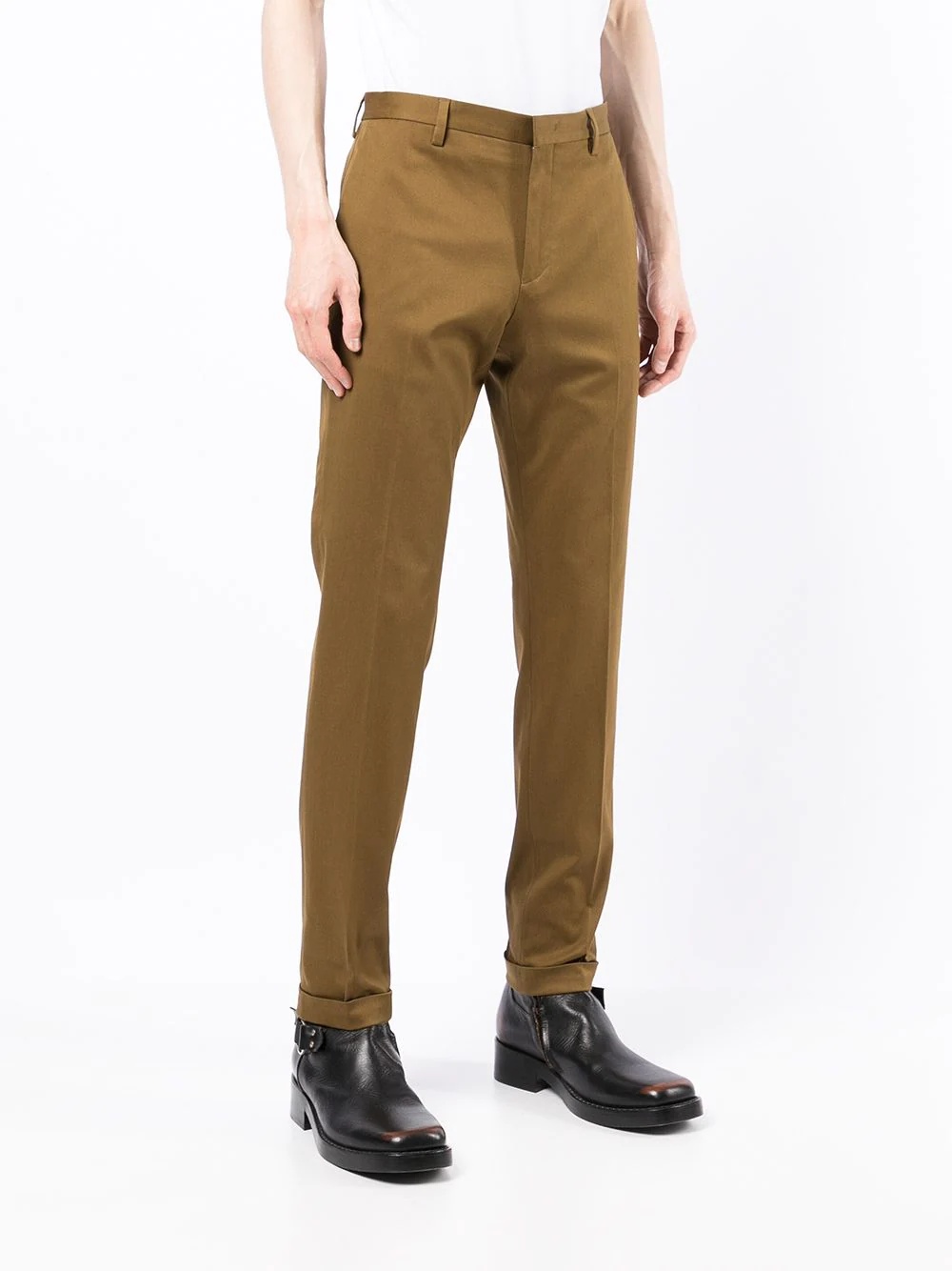 slim-cut cotton trousers - 3