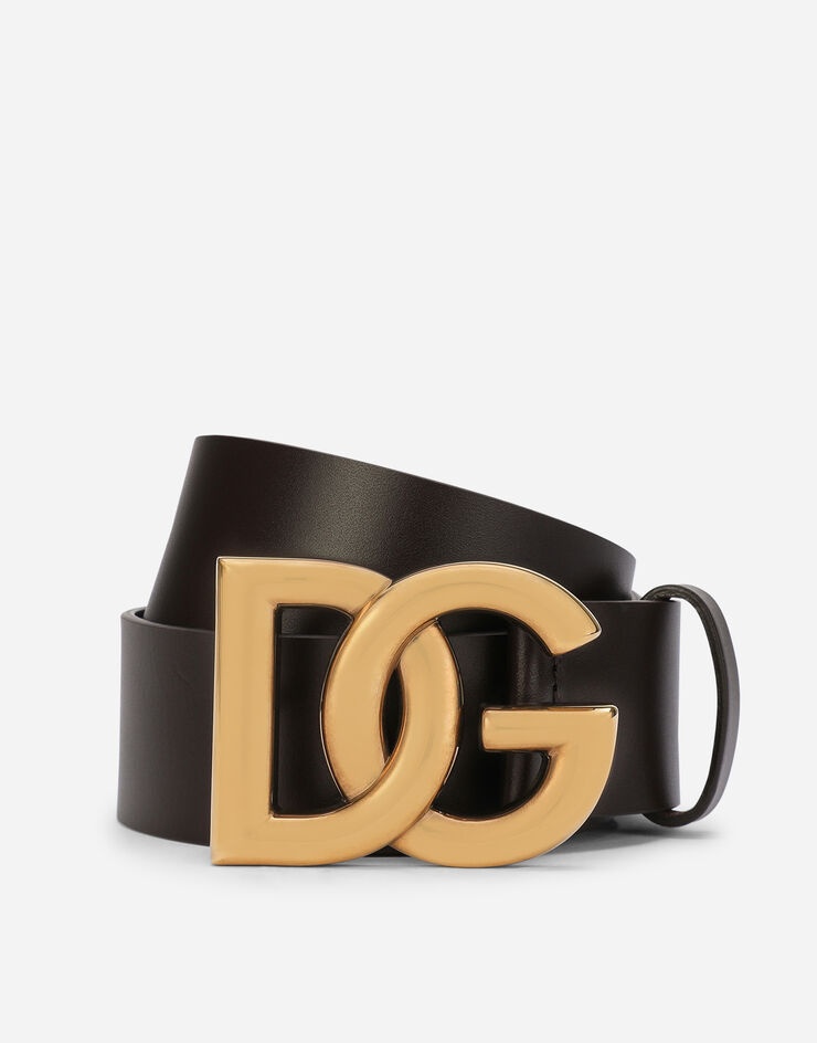 Lux leather belt with crossover DG logo buckle - 1