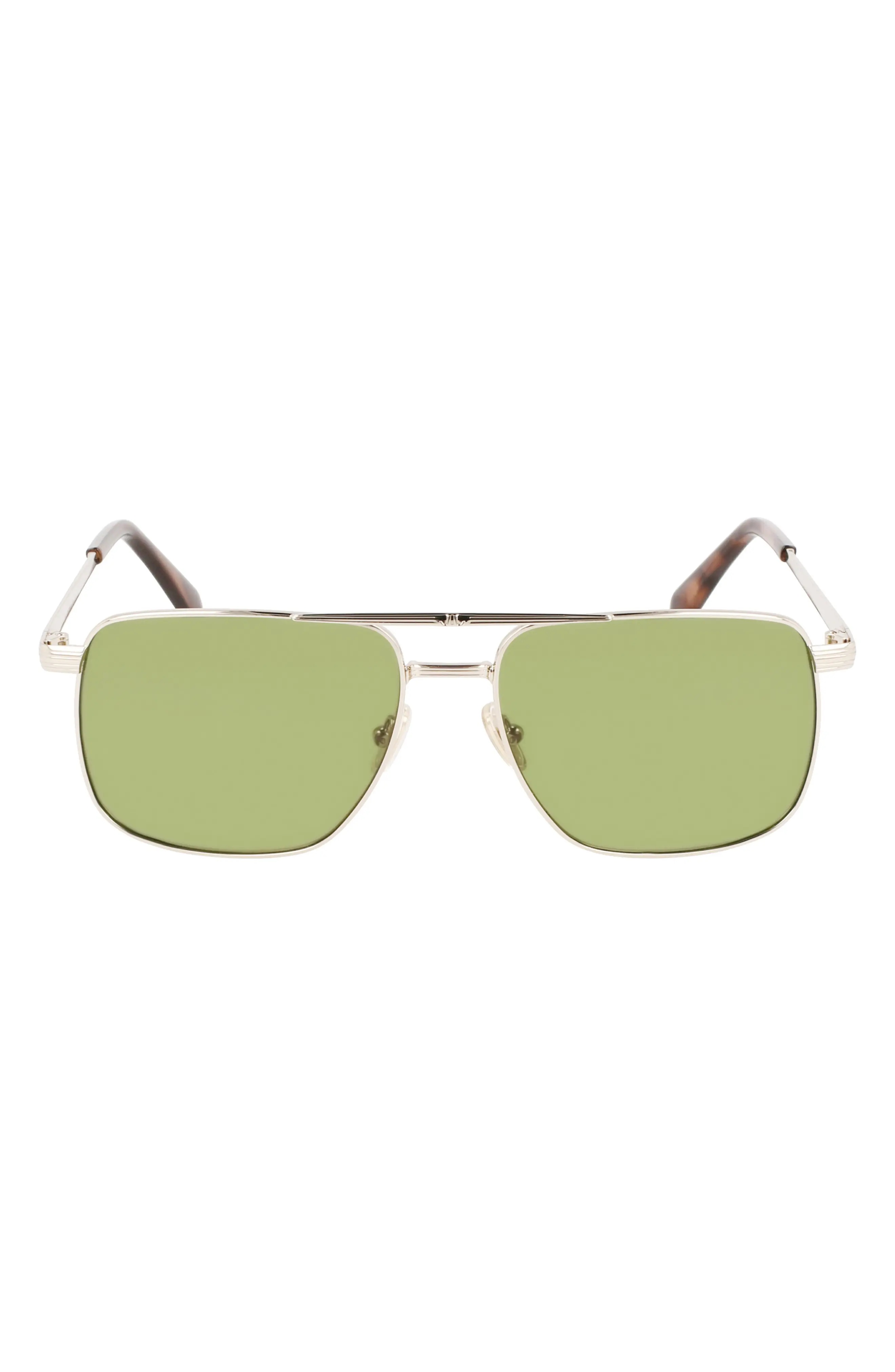 JL 58mm Rectangular Sunglasses in Gold /Green - 1
