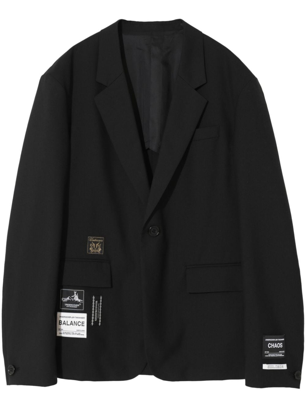 logo-patch notch-lapel blazer - 1