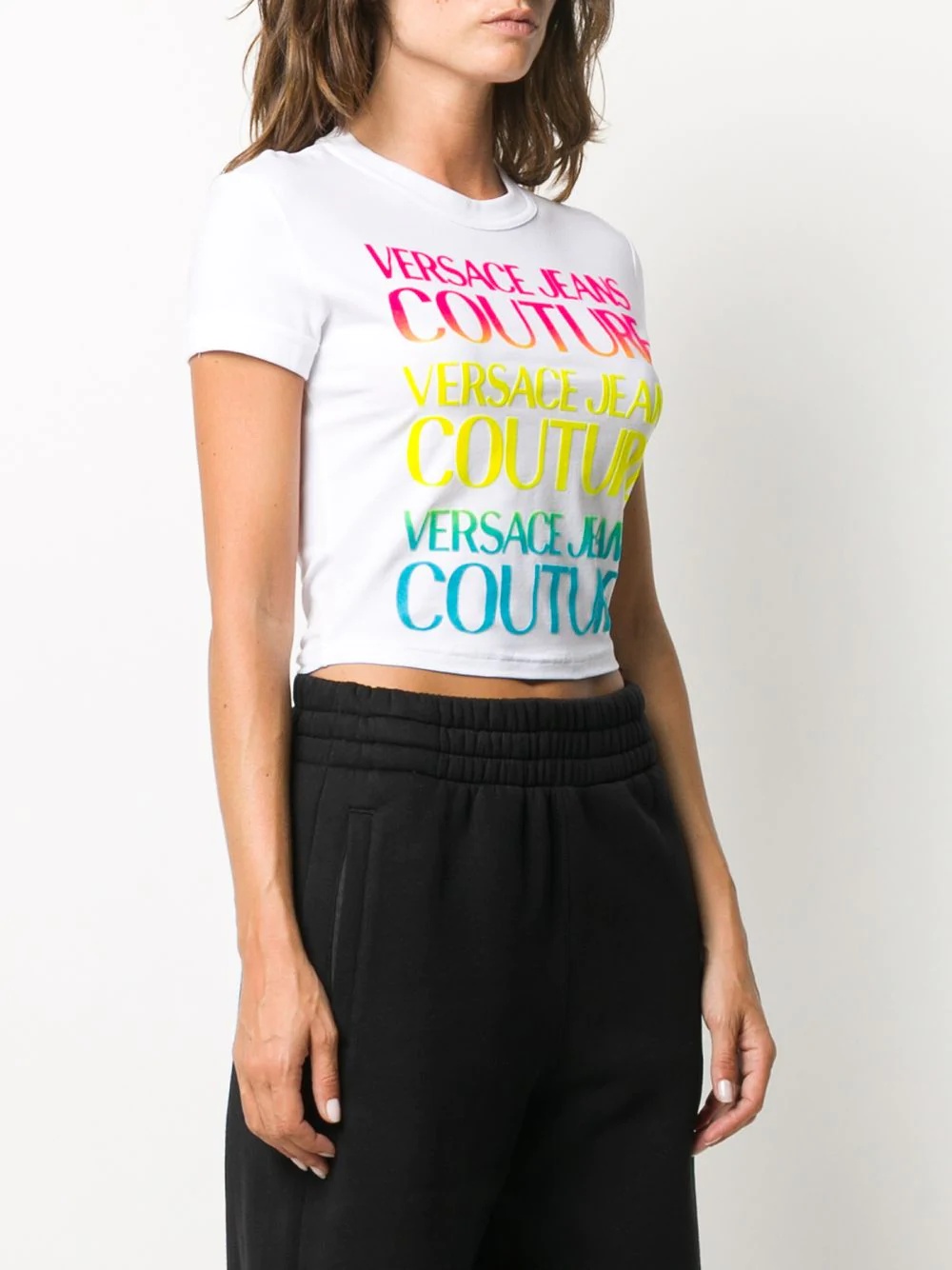 logo-print cropped T-shirt - 3