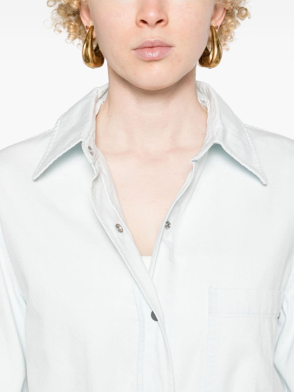 classic-collar denim shirt - 5