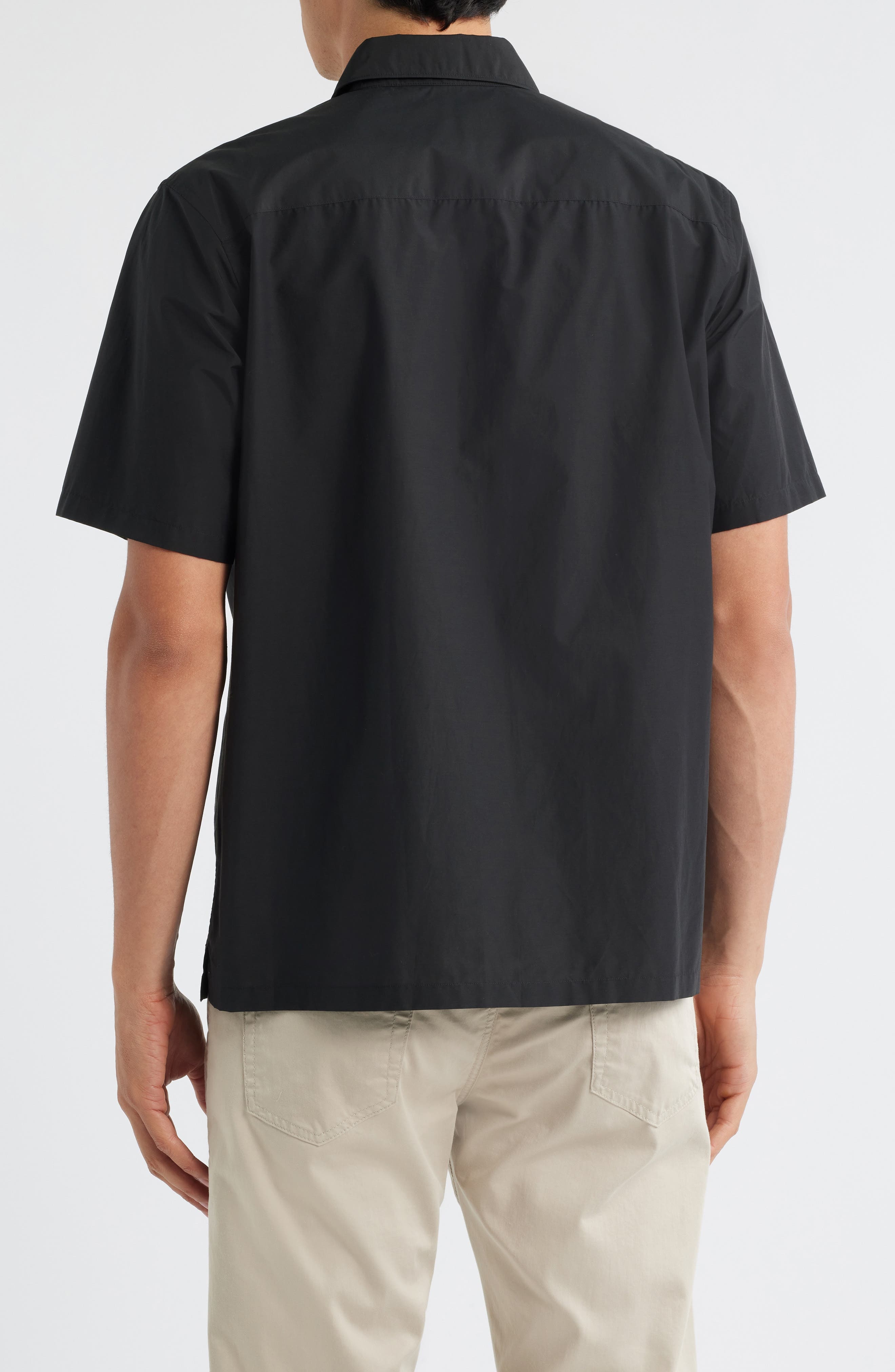 Theory Noll Soft Lawn Short Sleeve Button-Up Shirt in Black at Nordstrom - 3