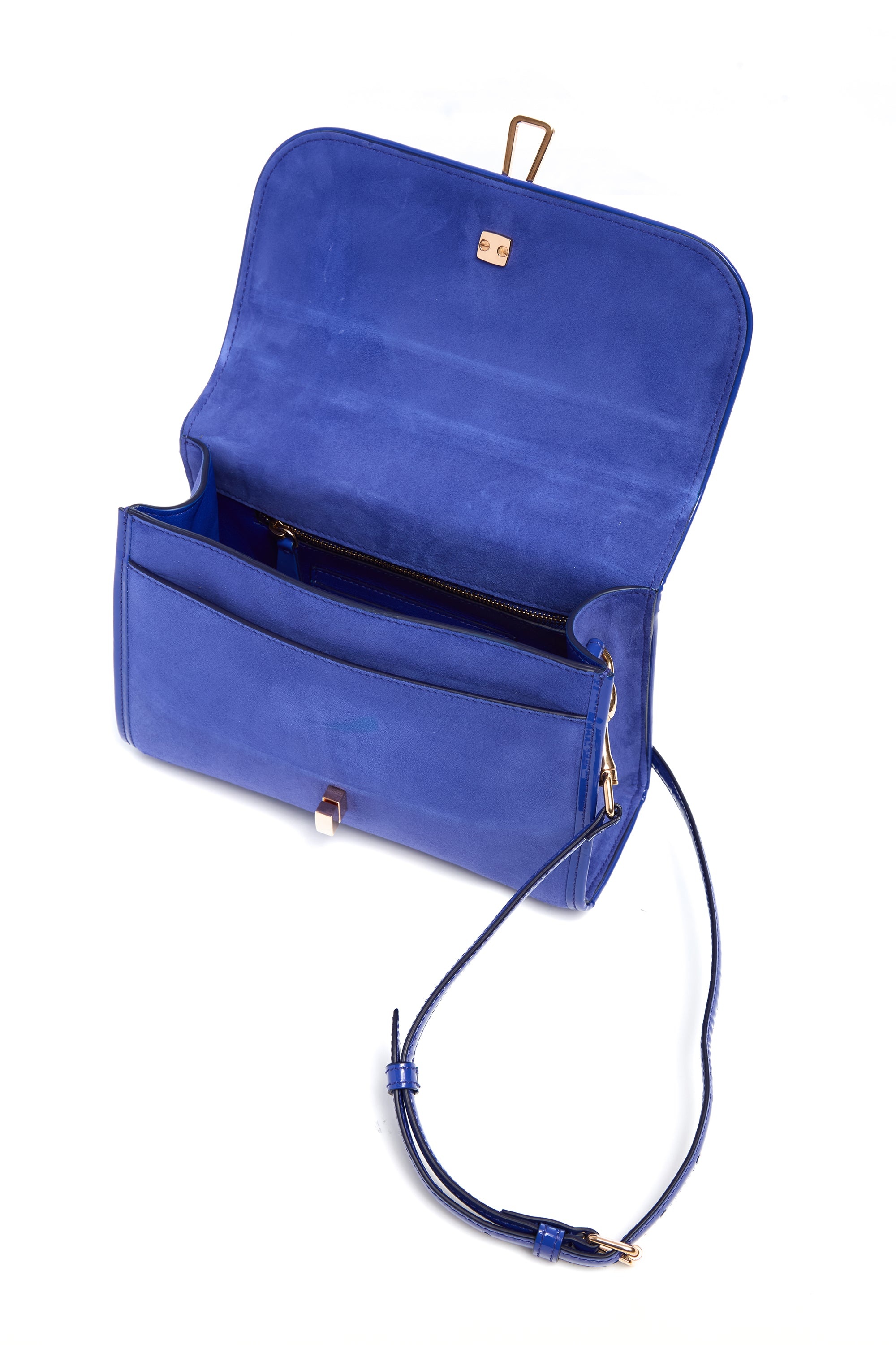 Small Leonora Flap Bag in Cobalt Suede - 4