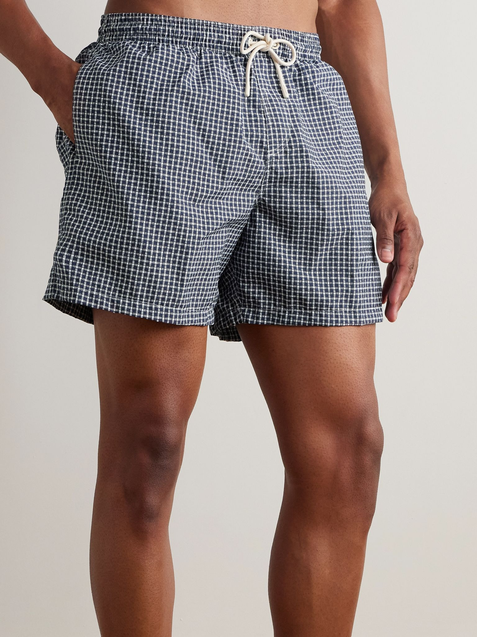 Daneu Straight-Leg Mid-Length Checked Swim Shorts Midnight blue - 2