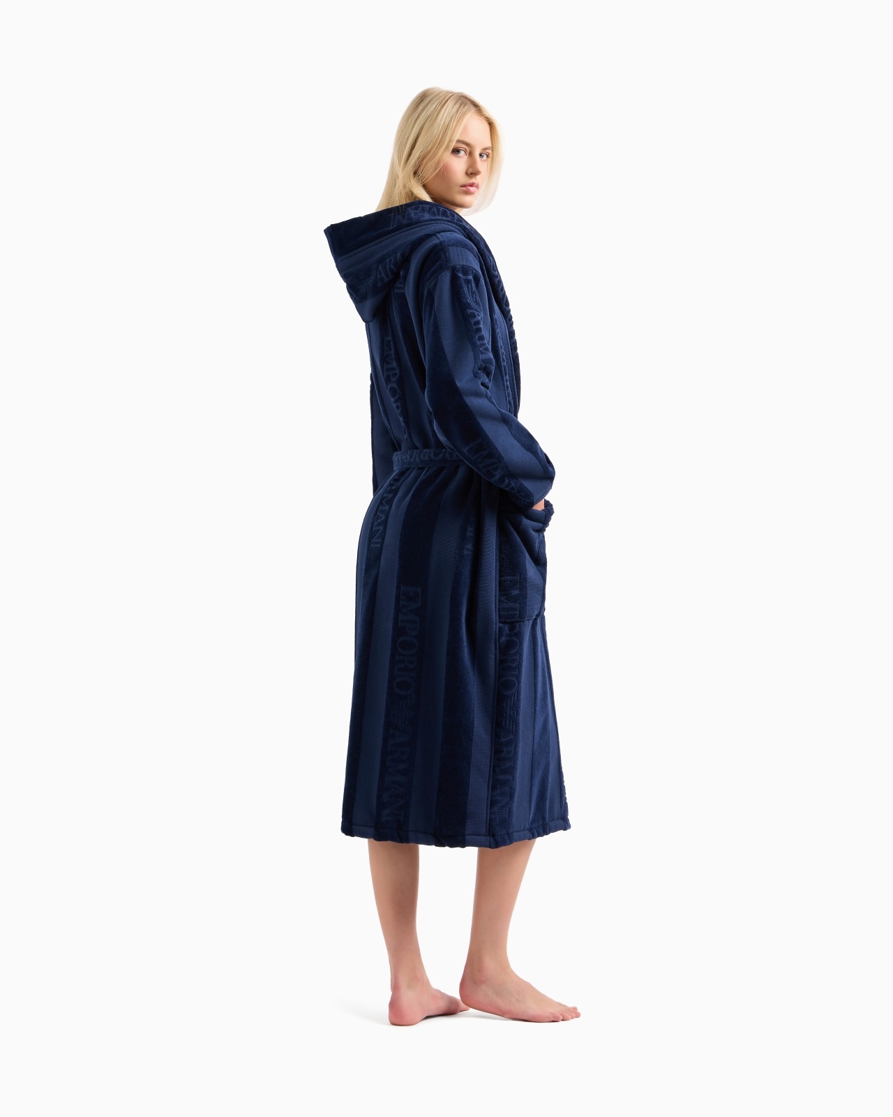 STRIPED TERRYCLOTH BATHROBE WITH LOGO - 3