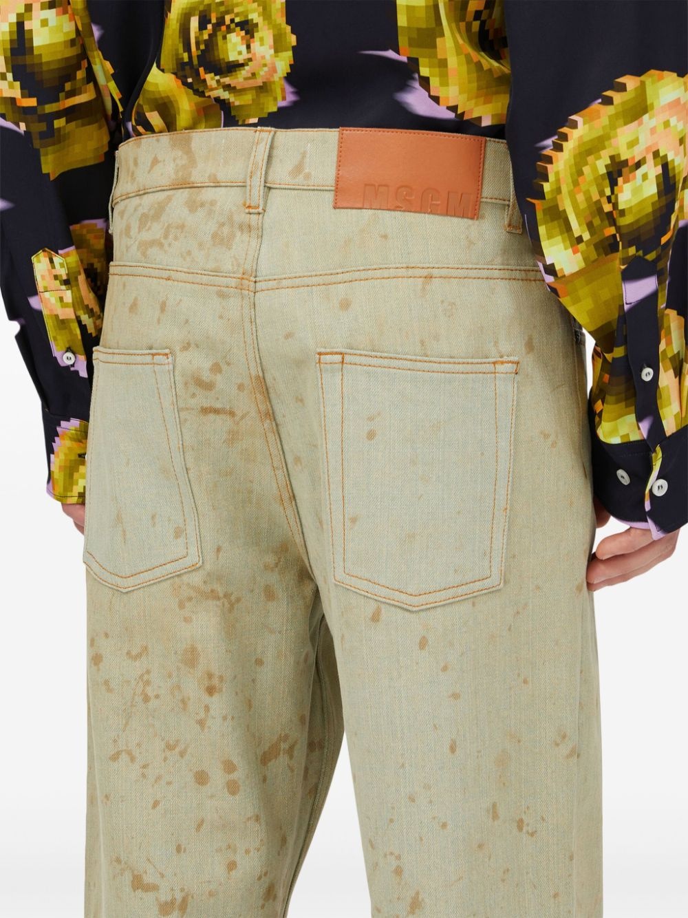 tie-dye print cotton jeans - 5