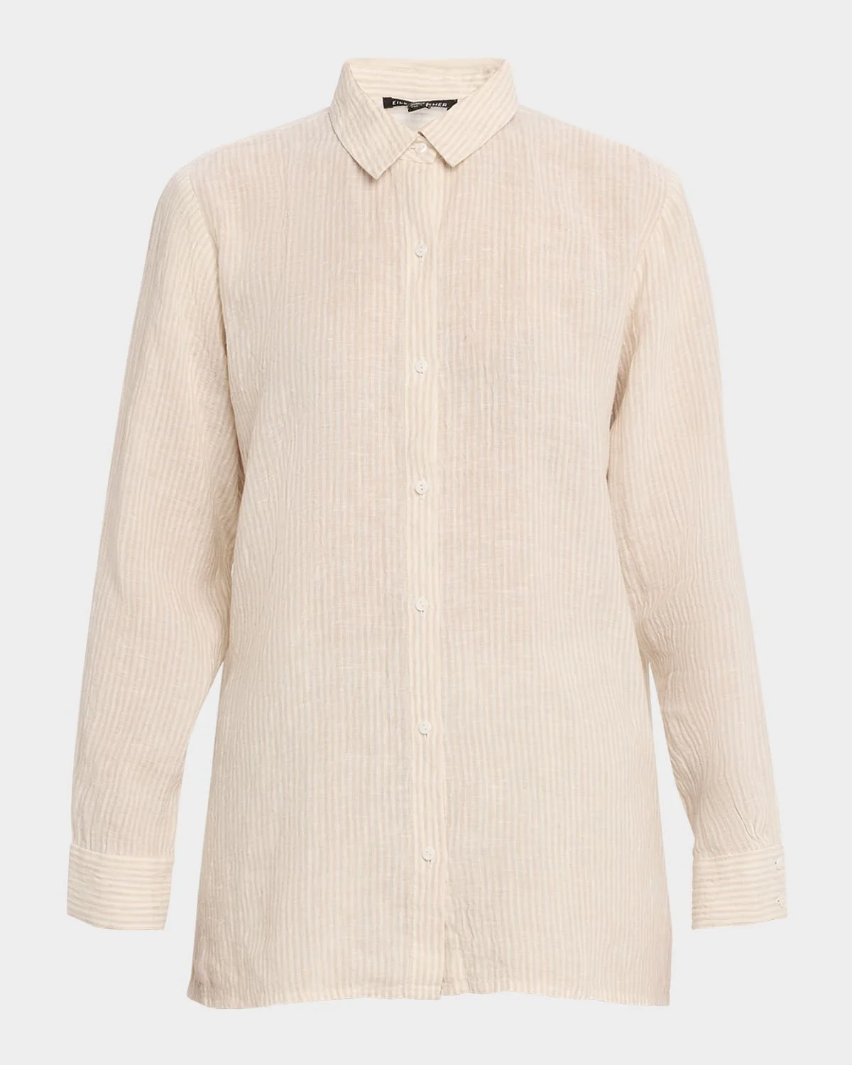 Puckered Striped Organic Linen Shirt - 1